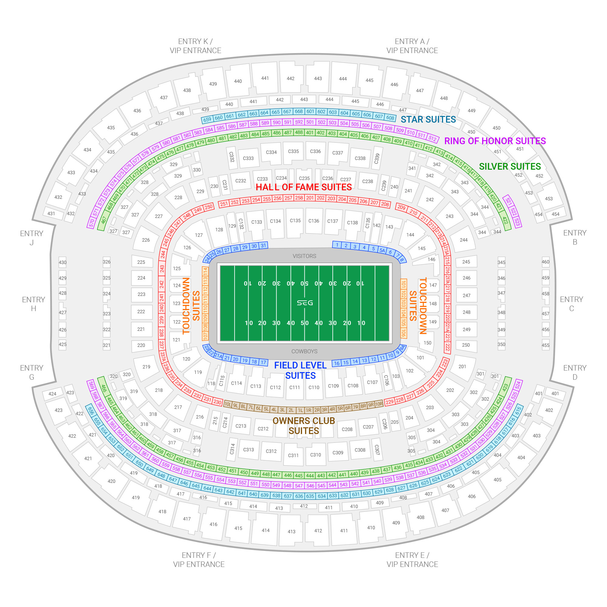 dallas cowboy tickets for rams game with bar access