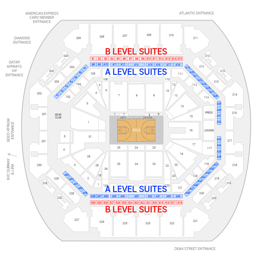 Barclays Center Brooklyn Nets & concerts seat numbers detailed seating  chart - New York 