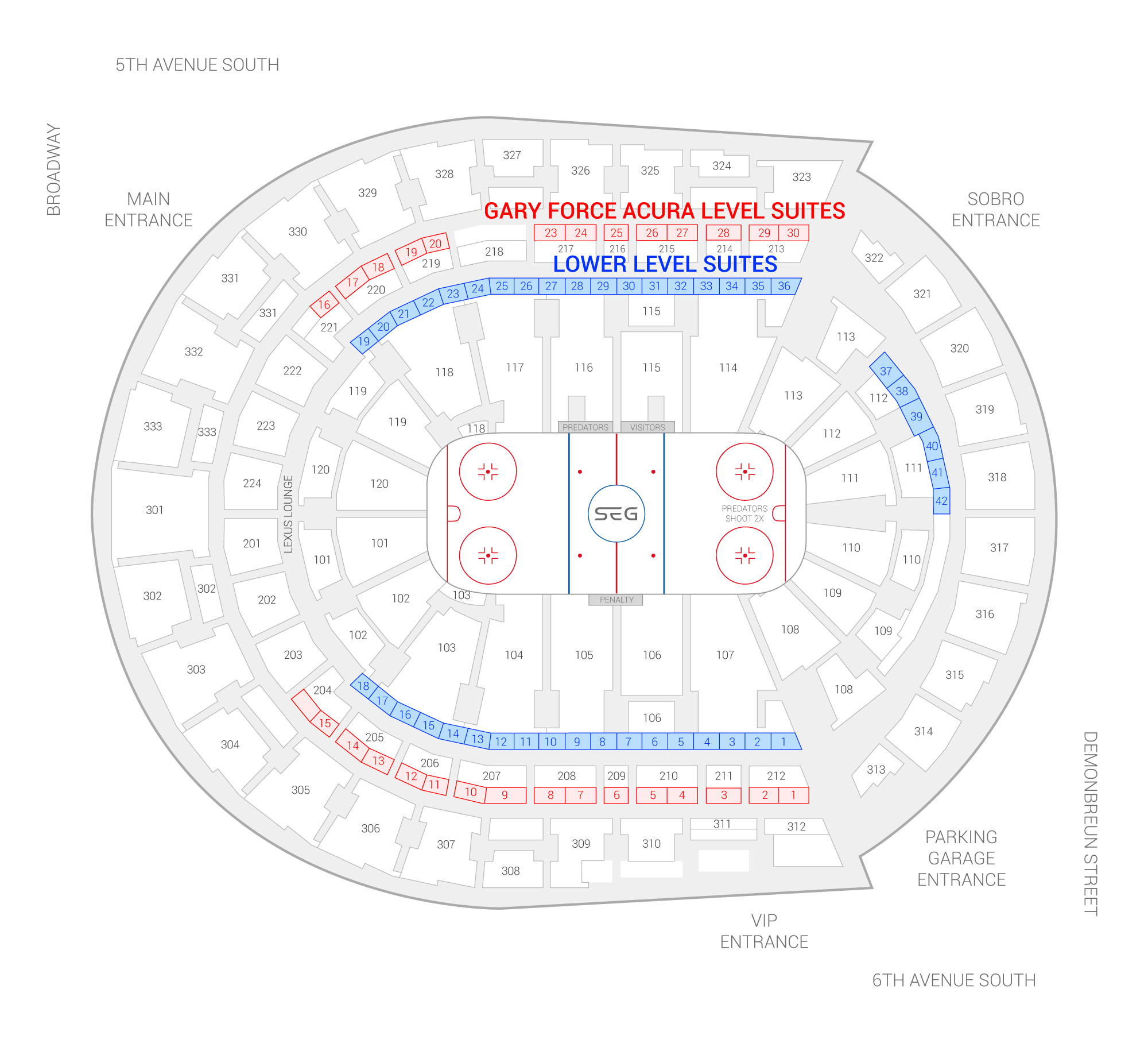 Breakdown Of The Bridgestone Arena Seating Chart