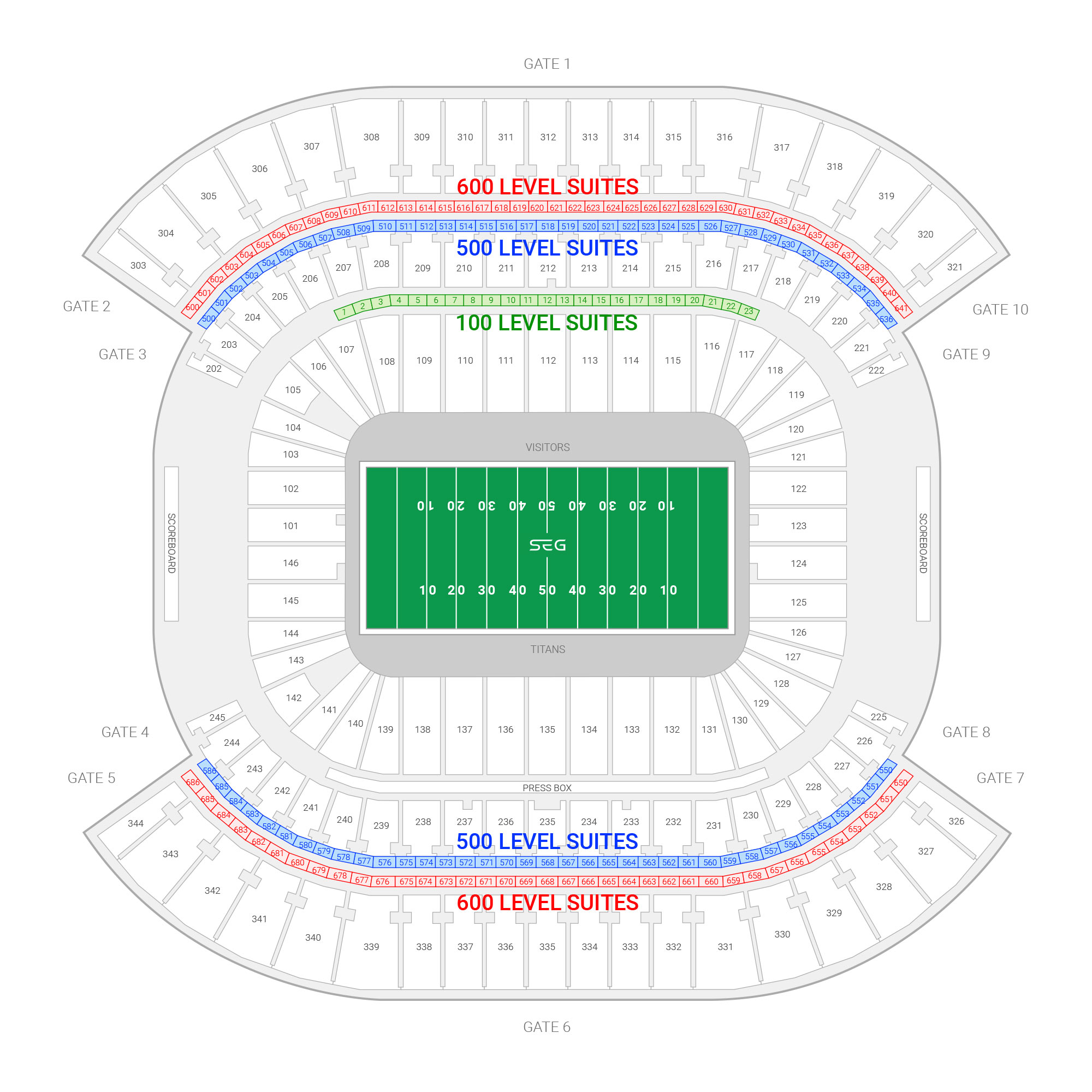 Tennessee Titans Interactive Seating Chart with Seat Views