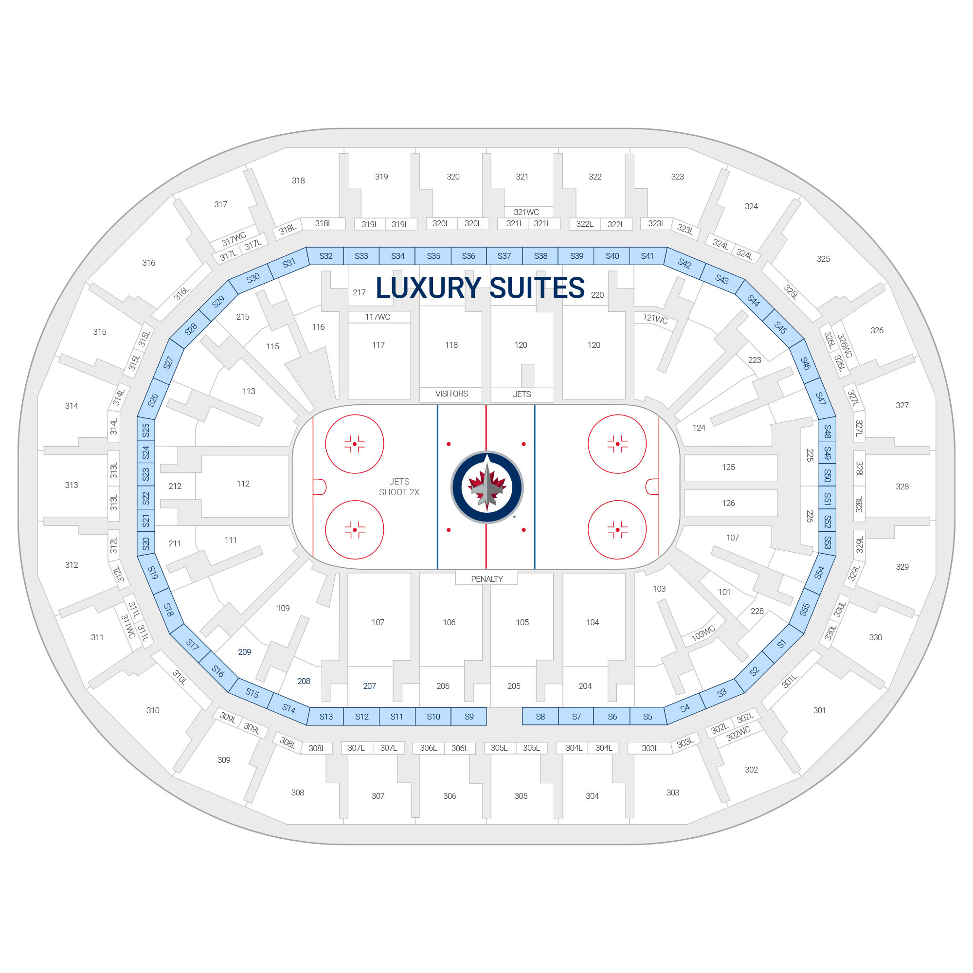 Canada Life Centre /  Suite Map and Seating Chart