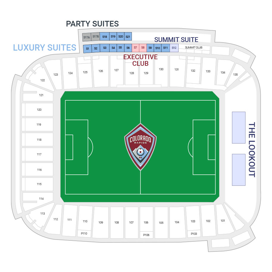 Dick's Sporting Goods Park /  Suite Map and Seating Chart