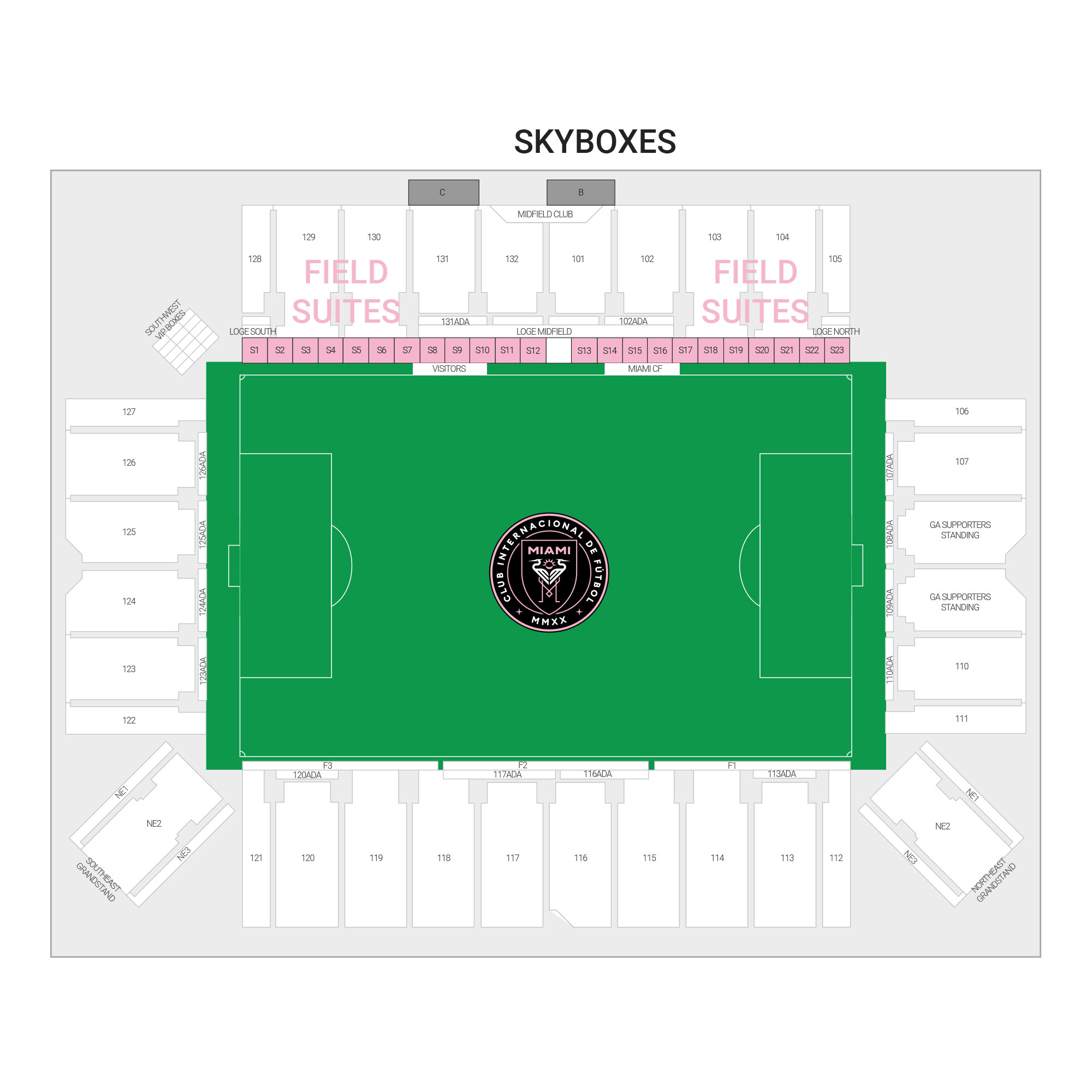 Chase Stadium /  Suite Map and Seating Chart